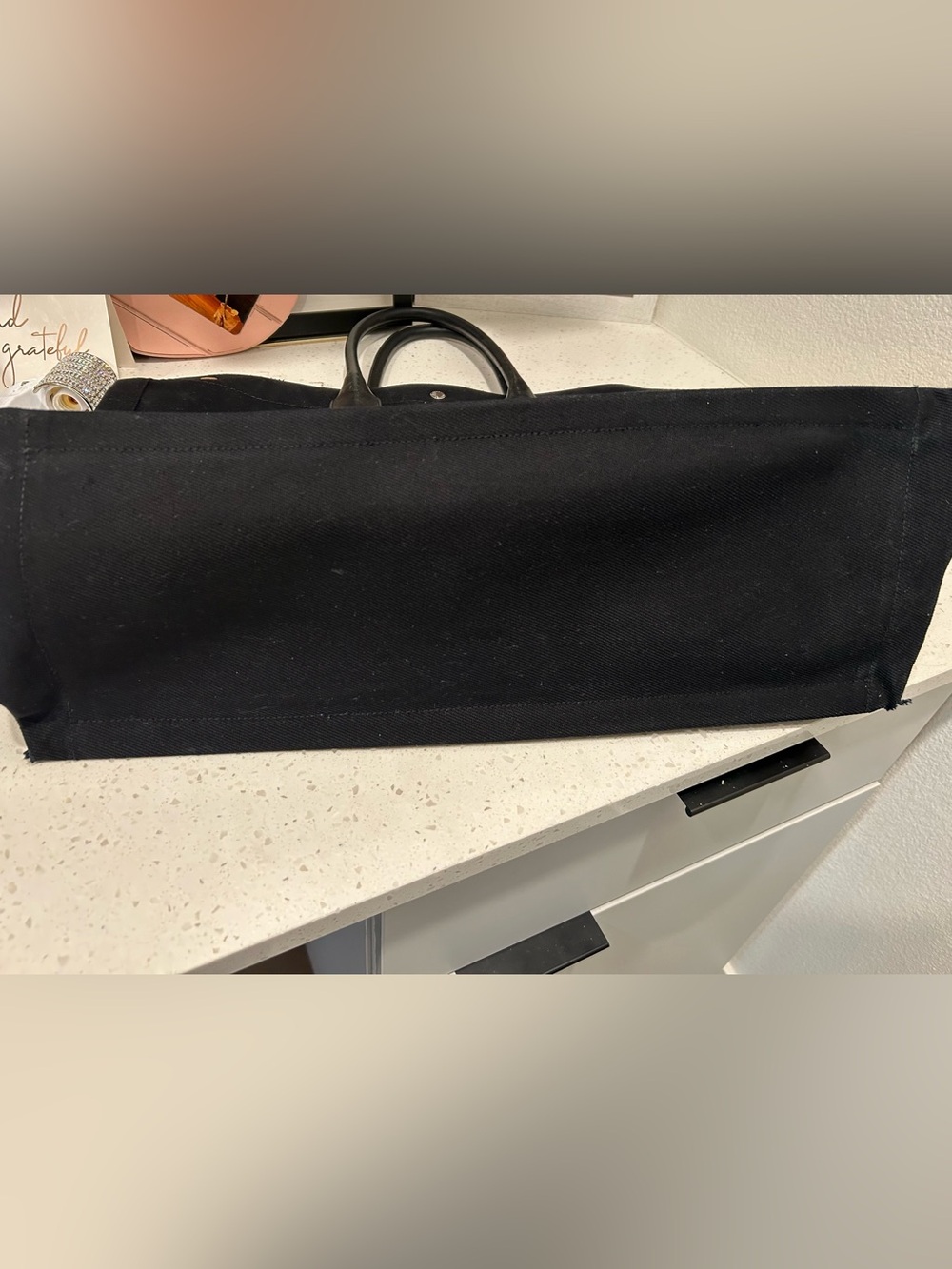 Saint Laurent Black Canvas Rive Gauche Tote with White Logo - Picture 12 of 12